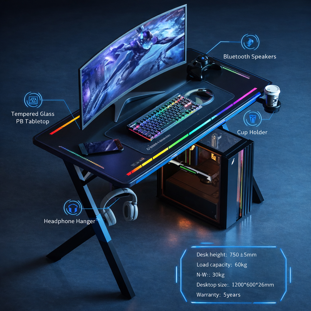 NeonArc Horizon RGB Gaming Desk