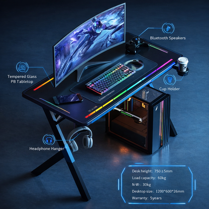 NeonArc Horizon RGB Gaming Desk